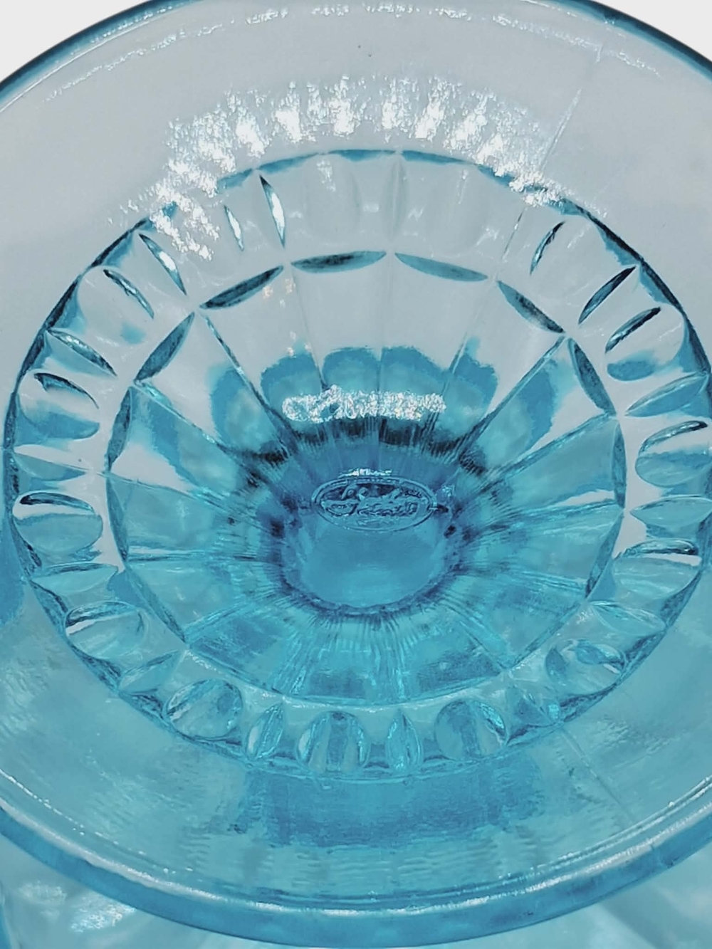 Fenton Eye & Scroll Blue Opalescent Compote - Picture 4 of 8